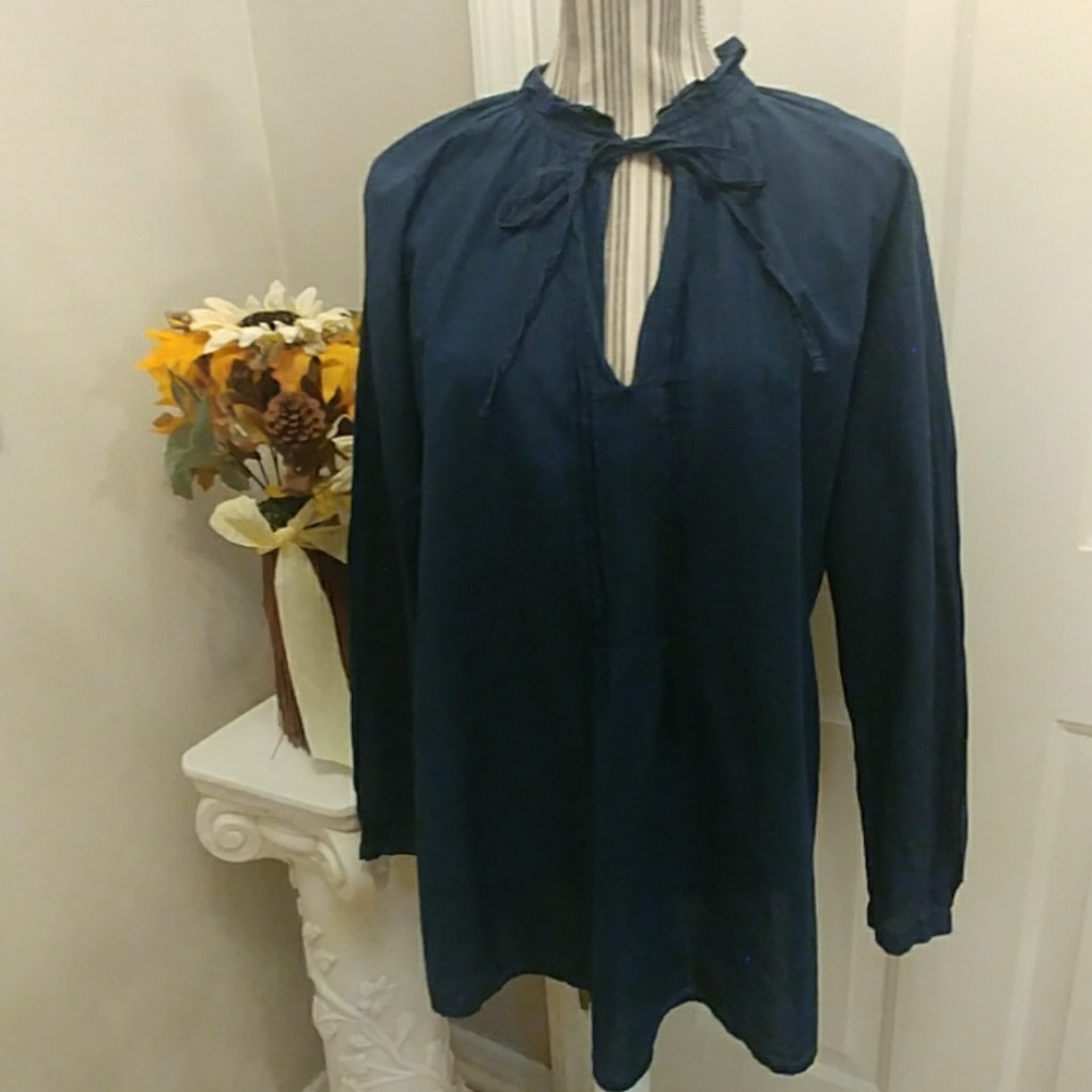 Lou & Grey Navy Peasant Boho Shirt